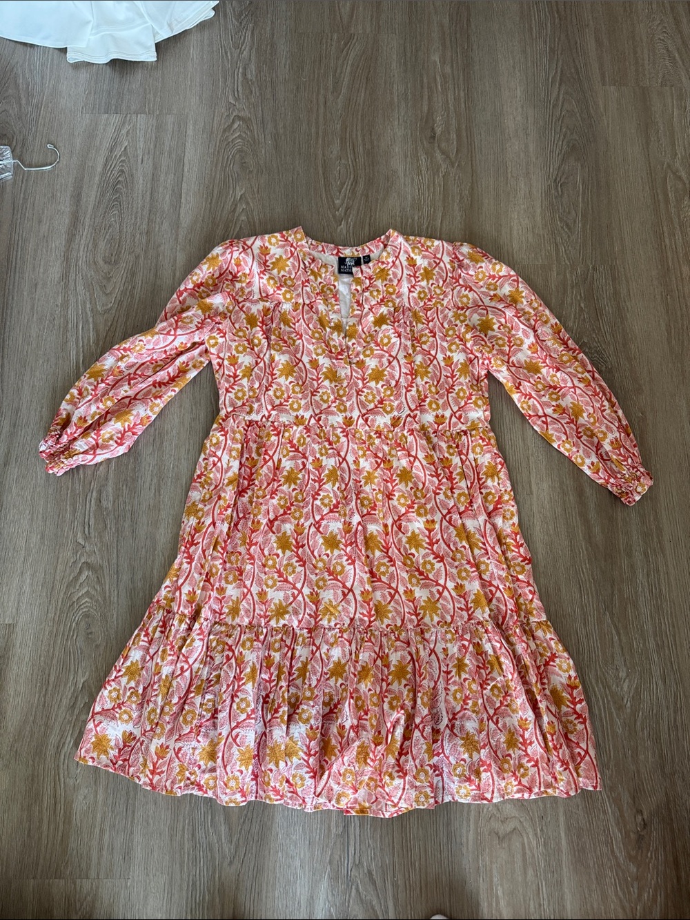 Floral Tiered Casual Dress in Pink and Yellow